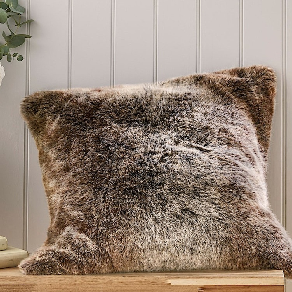 Brown Fluffy Pillow Case